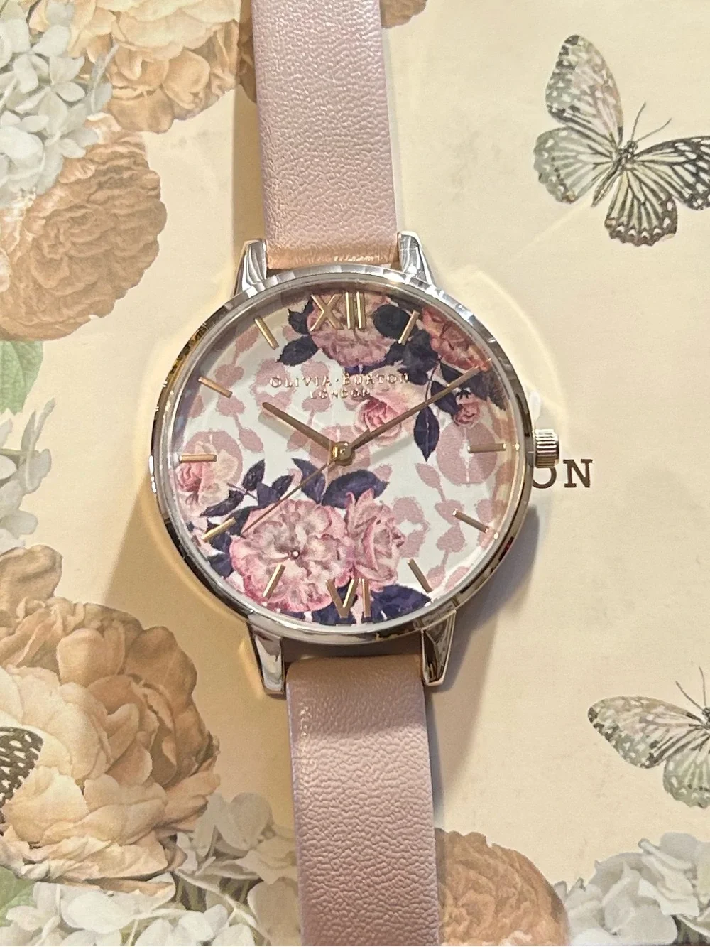 Olivia Burton Watch With 34mm Floral Face & Pink Band